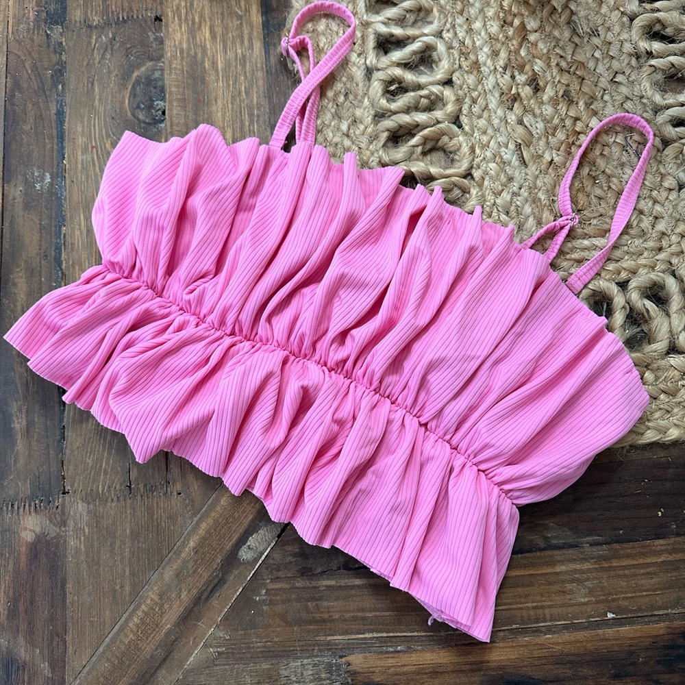 Kortni Jeane Pink Ruffled Top